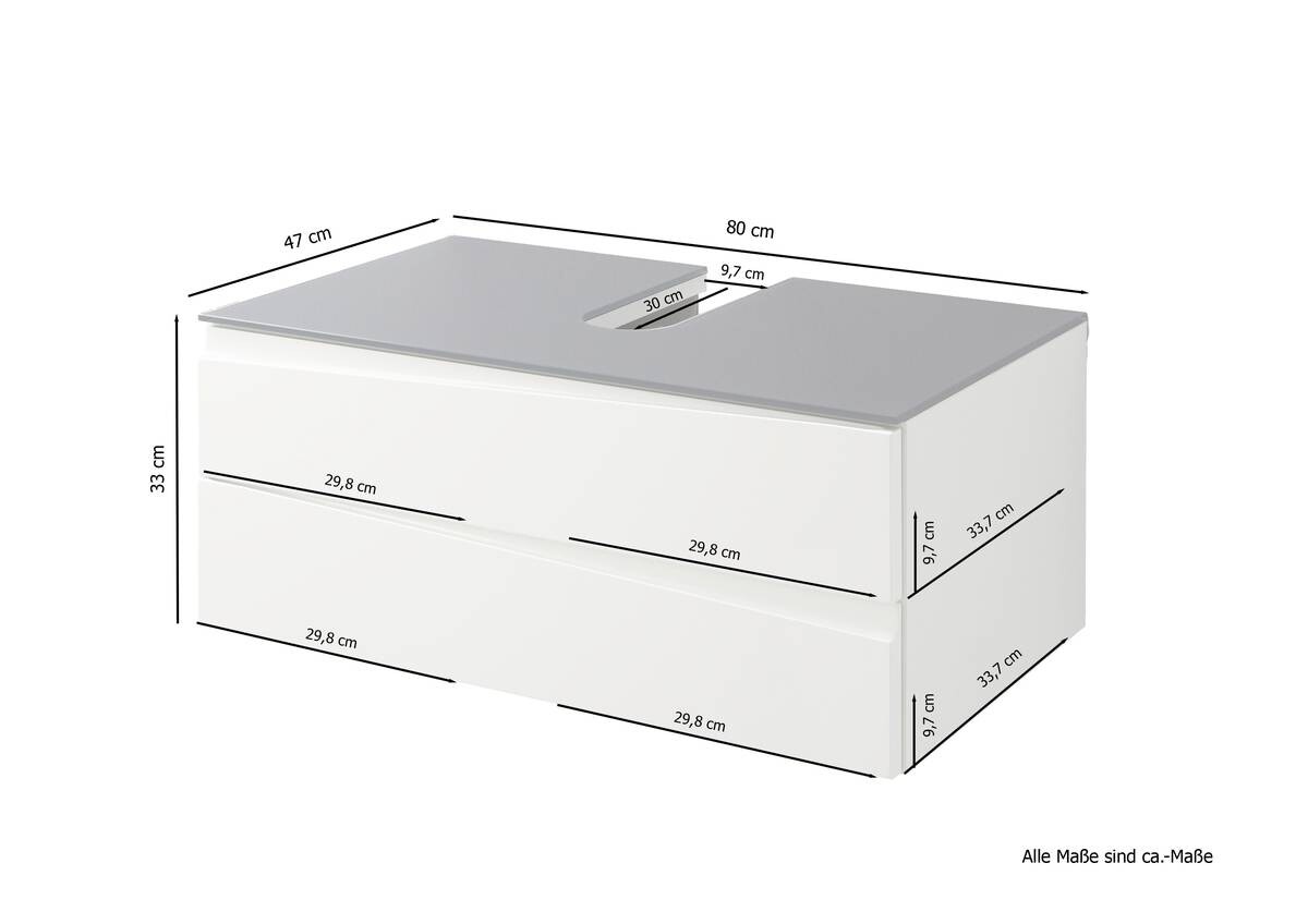 Waschplatz SHAPE grau weiß Hochglanz B/H/T: ca. 80x33x47 cm