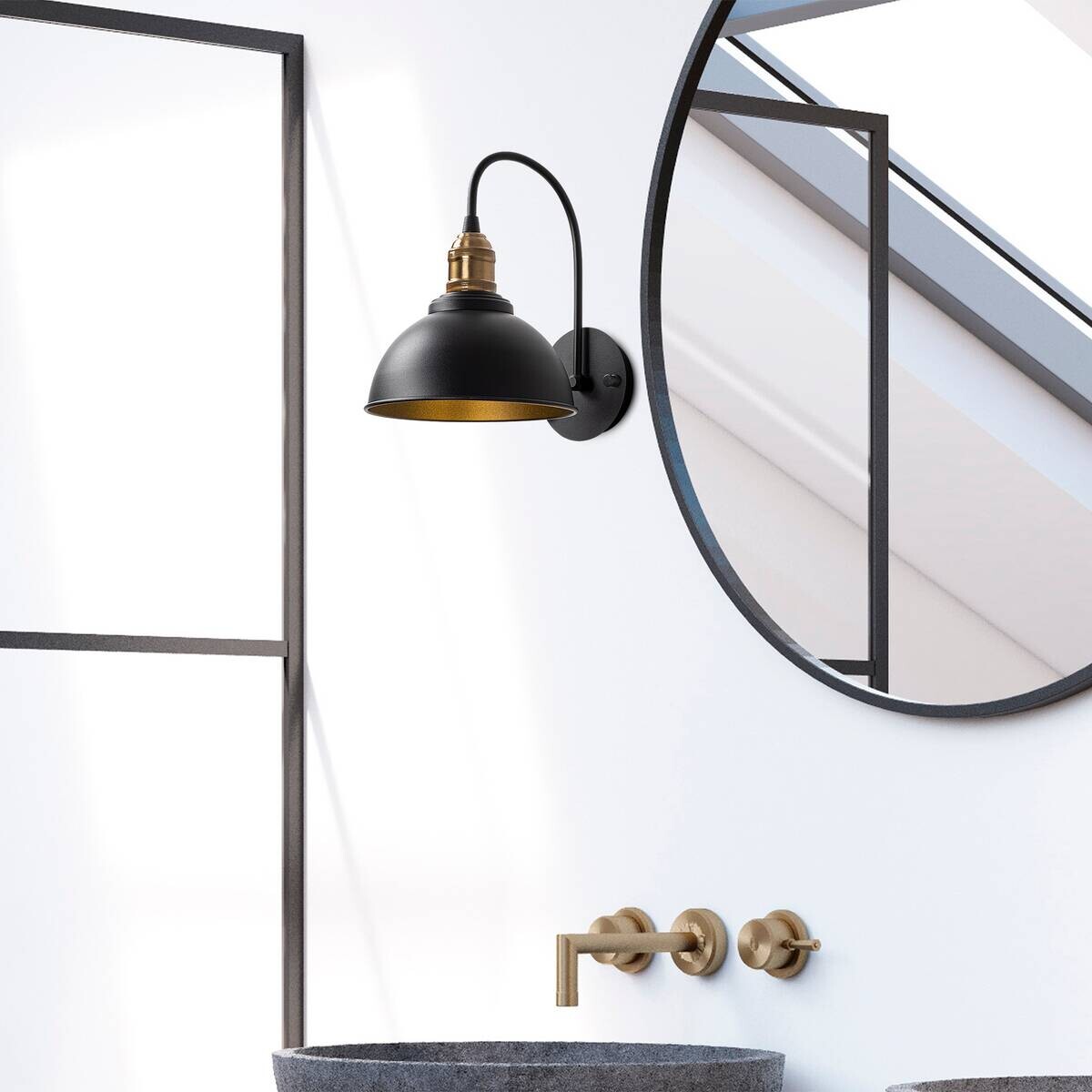 Opviq Wandleuchte Varzan schwarz bronze Metall B/H/T/L/D: ca. 27x36x27x27x27 cm E27 1 Brennstellen