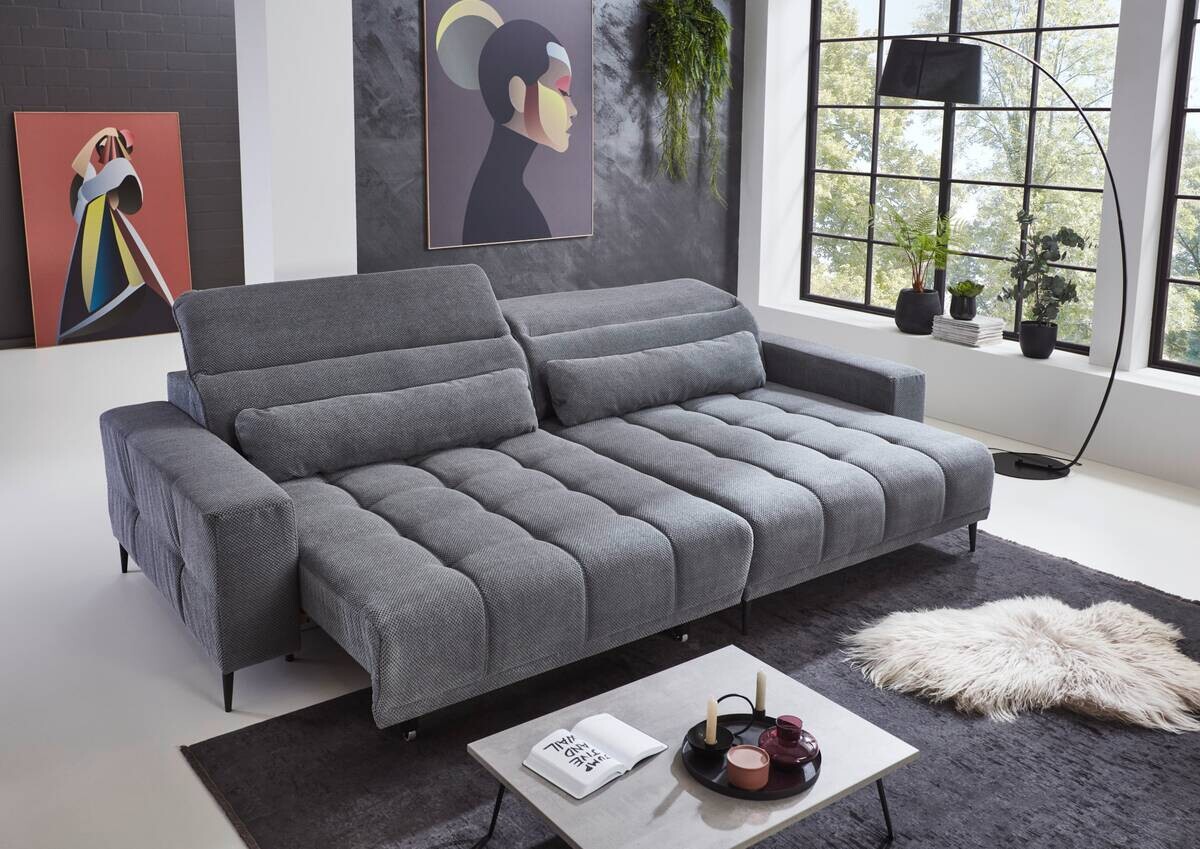 Ecksofa grau Microfaser B/H/T: ca. 284x108x169 cm