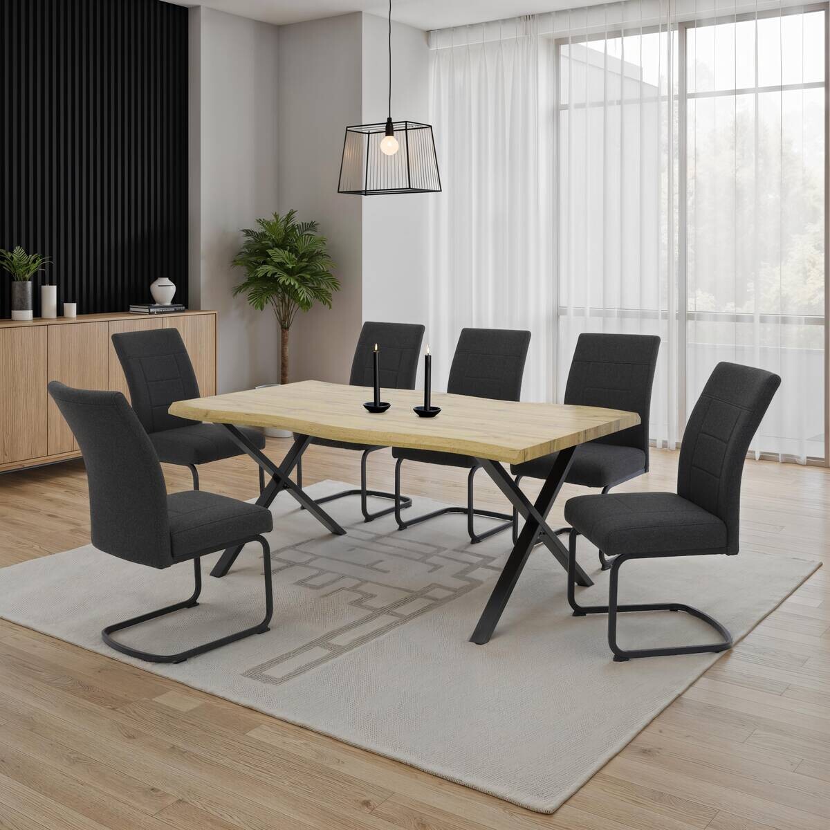 Schwingstuhl Brindisi, 4er-Set anthrazit Webstoff B/H/T: ca. 48x98,5x67 cm