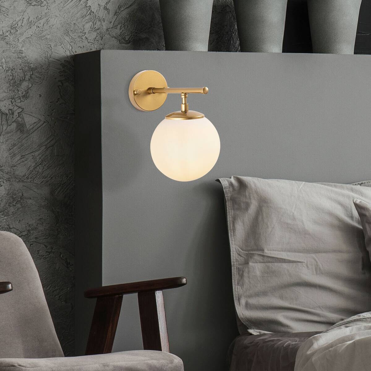 Opviq Wandleuchte Roe gold Glas Metall B/H/T/L/D: ca. 24x24x24x15x15 cm E14 1 Brennstellen