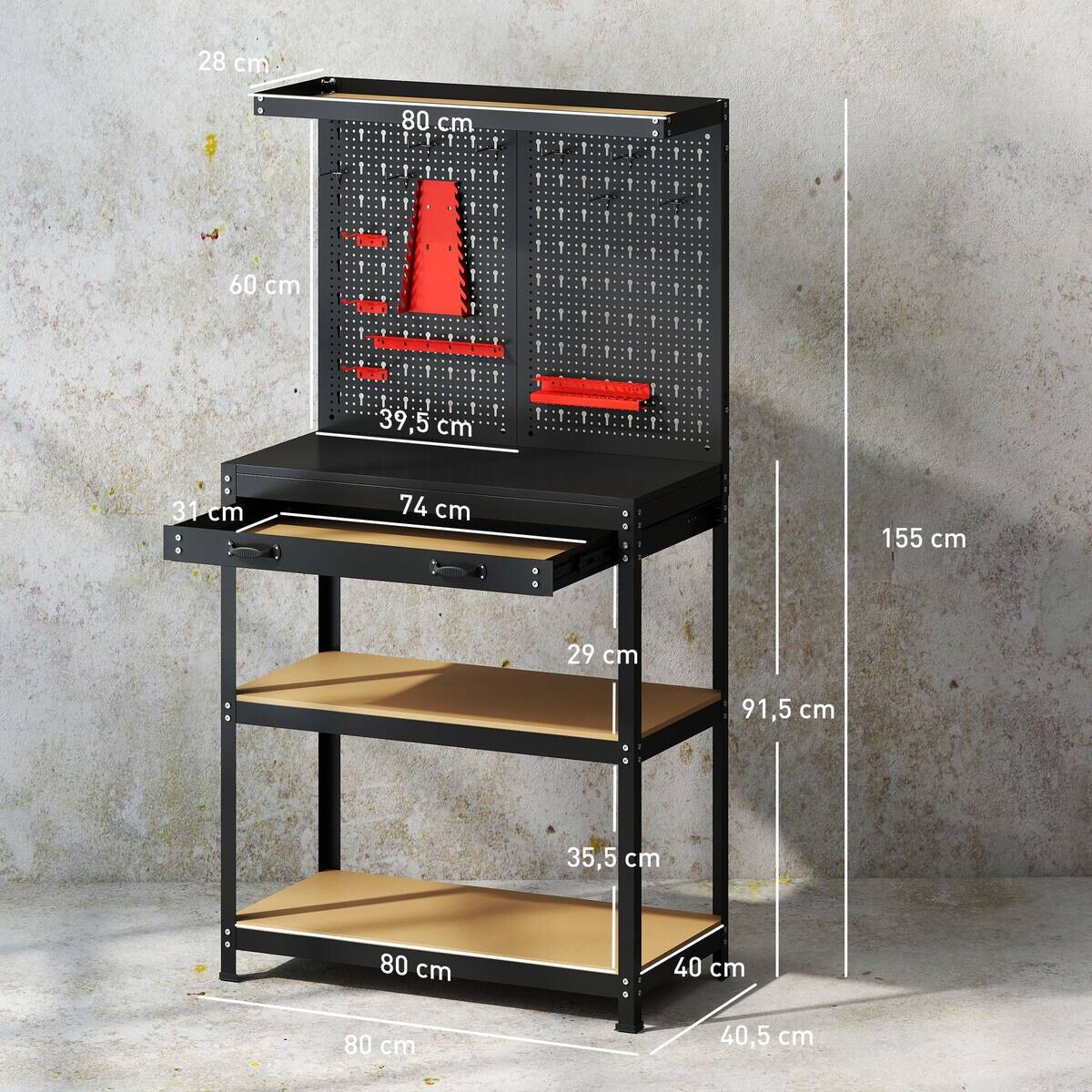 Werkbank B/H/T: ca. 80x155x40,5 cm