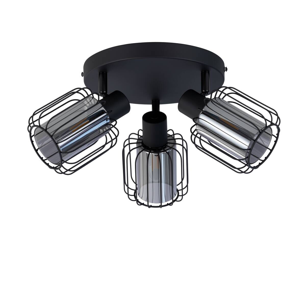 POCOline Spotrondell 3-flg. Solara schwarz Glas Metall H/D: ca. 14x44 cm E27 3 Brennstellen