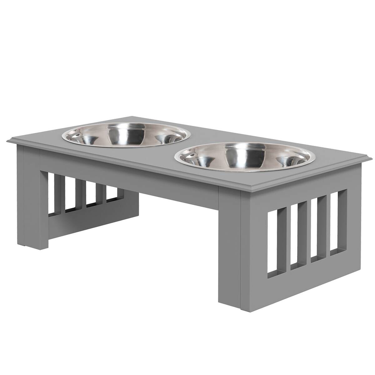 PawHut Futternapf grau MDF B/H/L: ca. 24x15x44 cm
