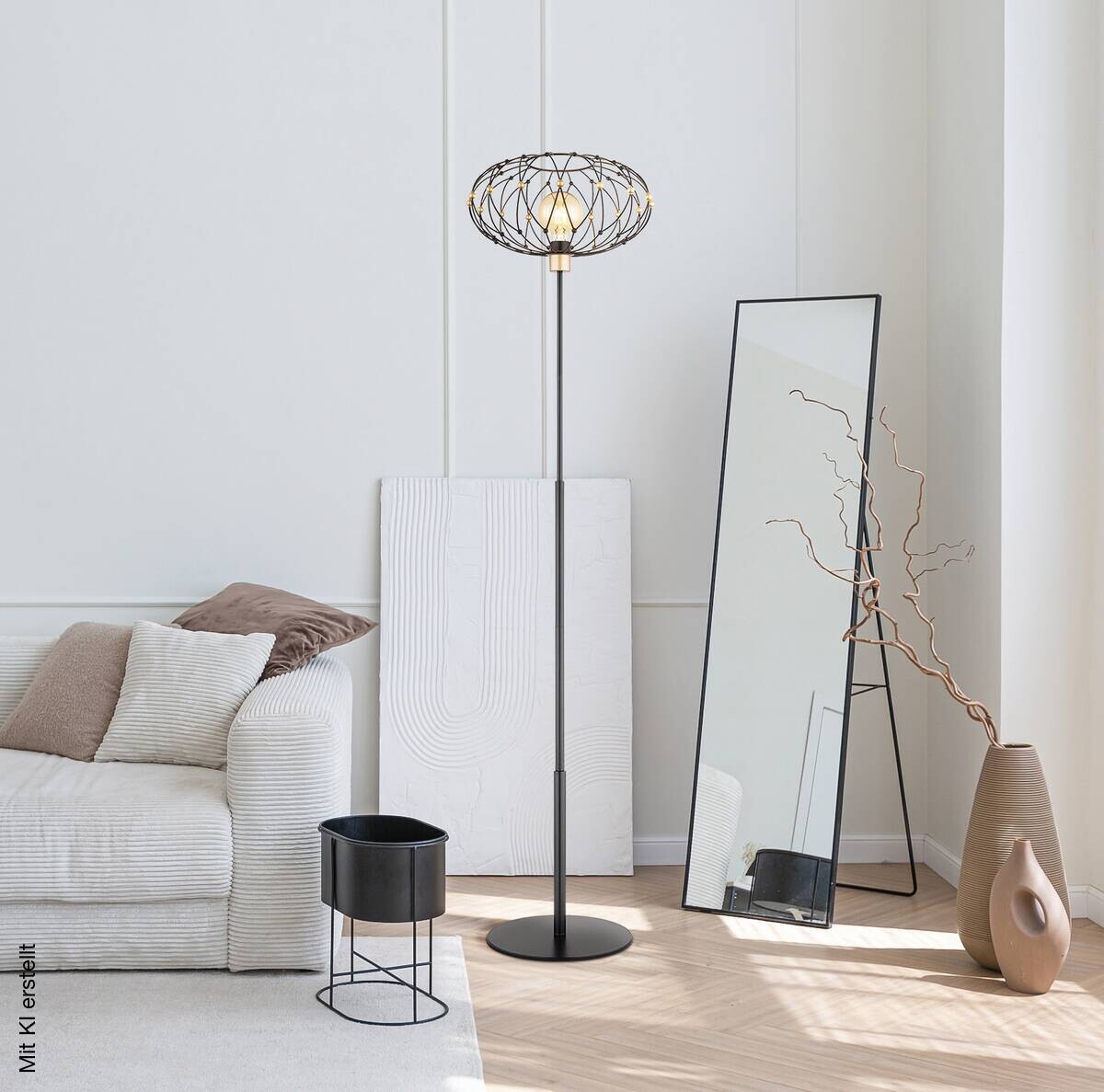 GLOBO Stehlampe mattschwarz Metall H/D: ca. 162x40 cm E27 1 Brennstellen