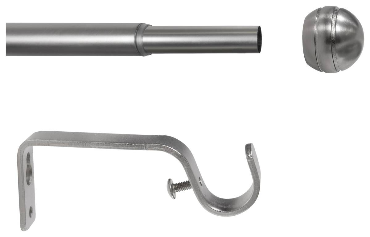 Gardinenstange Edelstahloptik Metall ausziehbar von ca. 120 bis 210 cm 1.0 Läufe