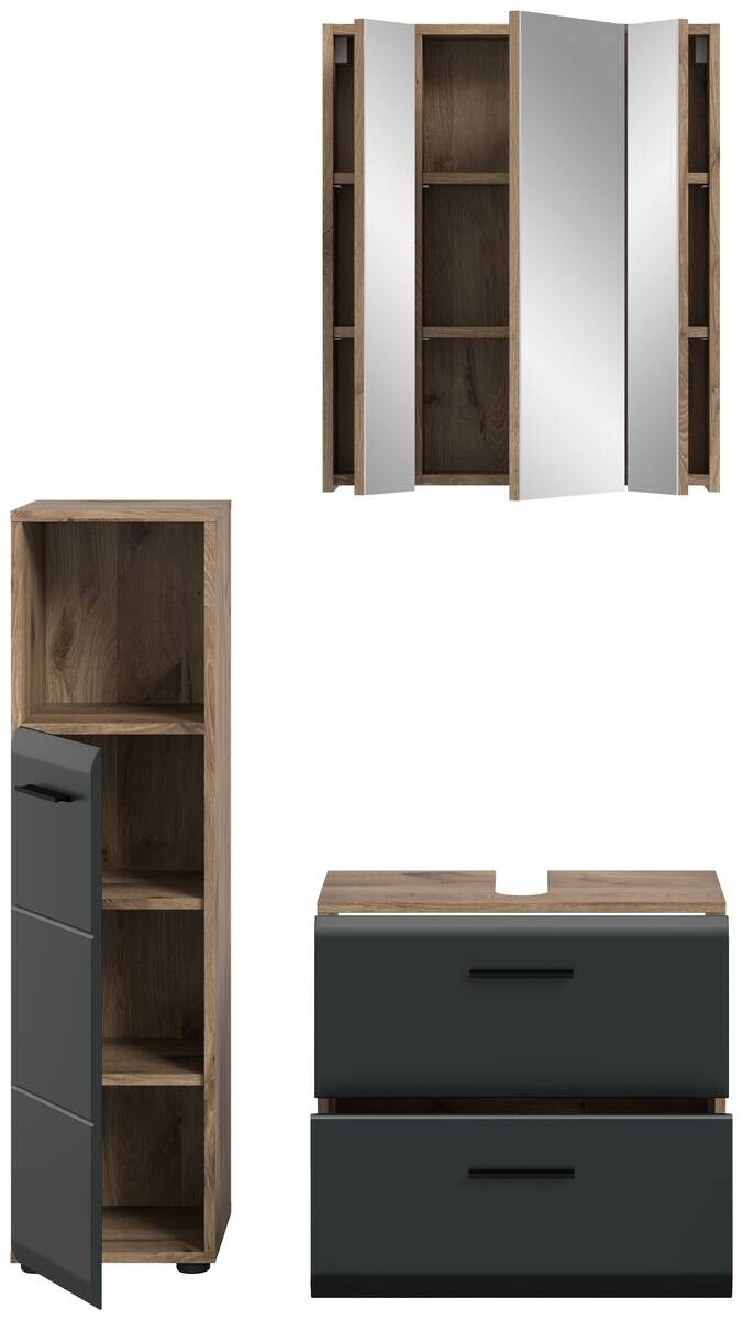 Badezimmer-Set Ice Nox Oak Nachbildung schwarz matt B/H/T: ca. 105x185x30 cm