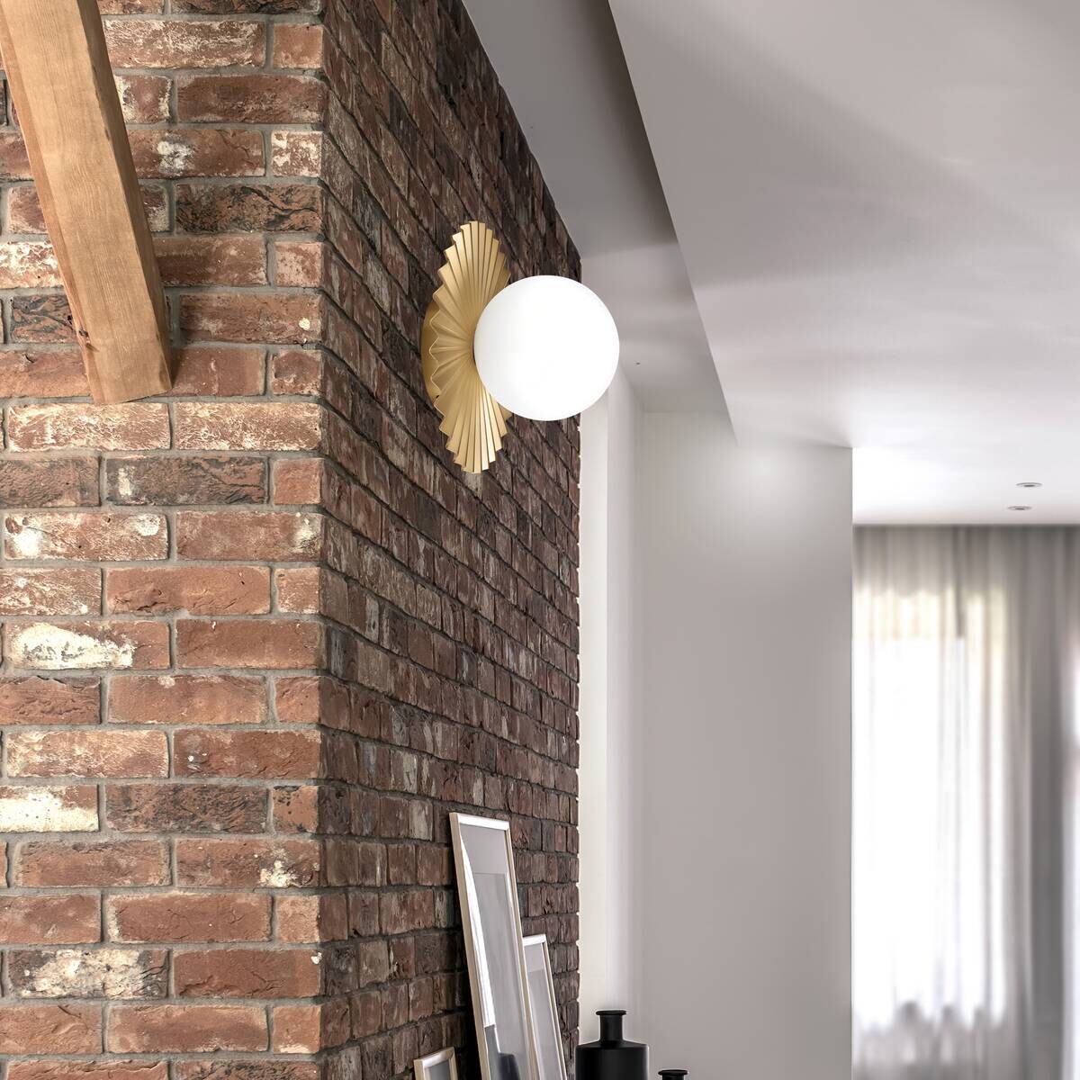 Lamkur Wandleuchte Kupfer Stahl Glas B/H/L: ca. 20x20x20 cm G9 1 Brennstellen