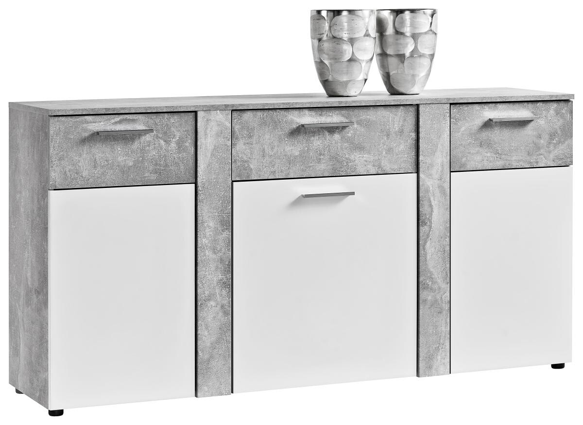 Kommode Trentino Beton Optik weiß B/H/T: ca. 155x81x40 cm | weiß | 155,00/81,00/40,00 cm