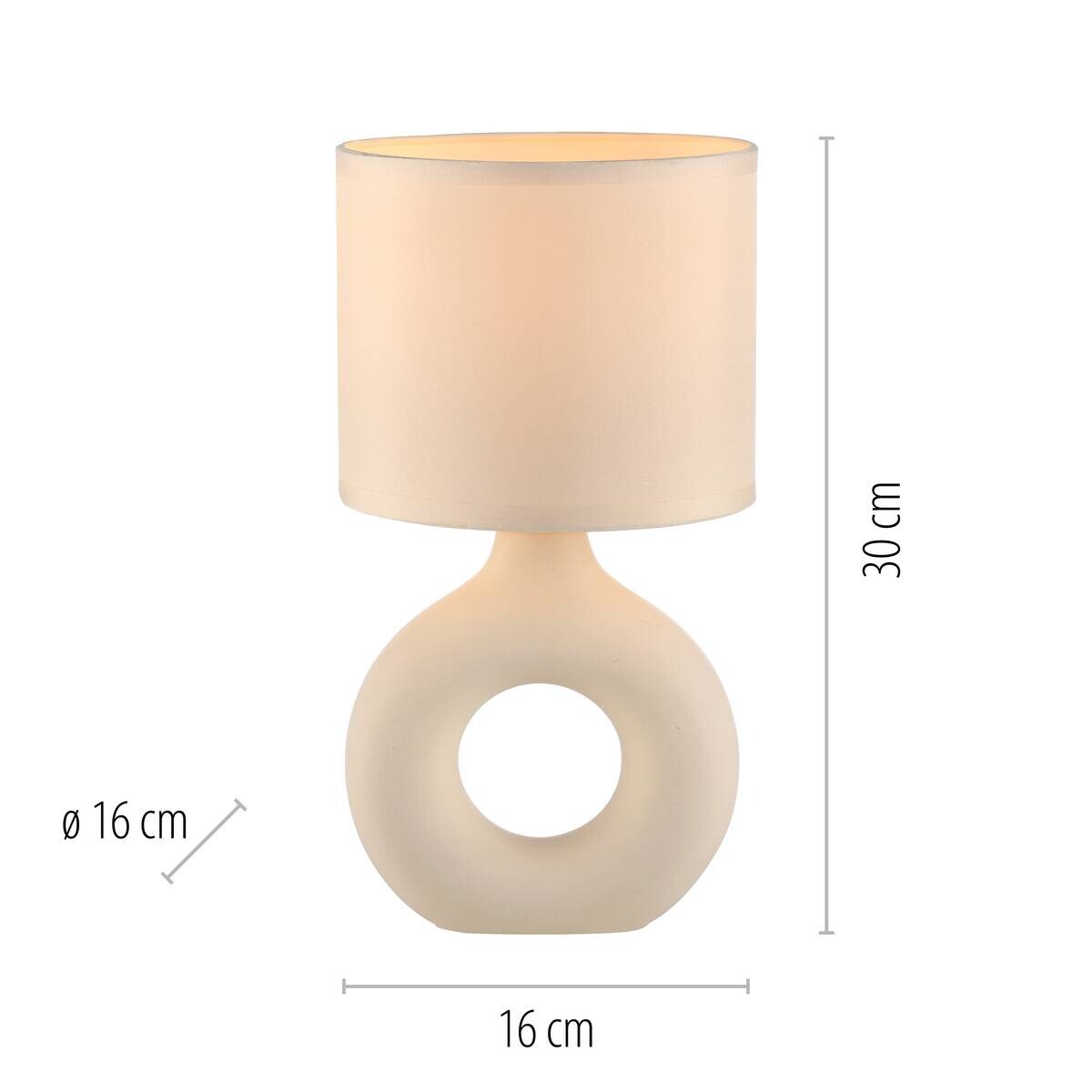 Just Light Tischleuchte Carara beige Stoff Keramik H/L/D: ca. 30x16x16 cm null 1 Brennstellen