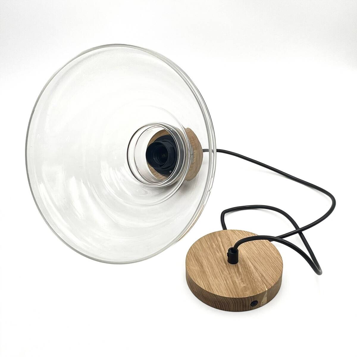Lamkur Pendelleuchte Eiche Glas B/H/L: ca. 28x115x28 cm E27 1 Brennstellen