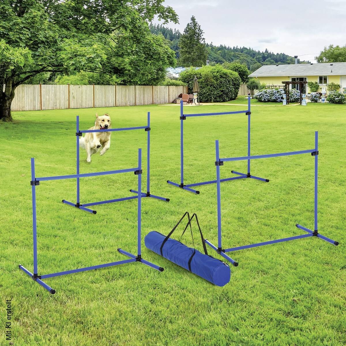 PawHut Agility Hürdenset blau Kunststoff B/H/L: ca. 65x95x95 cm