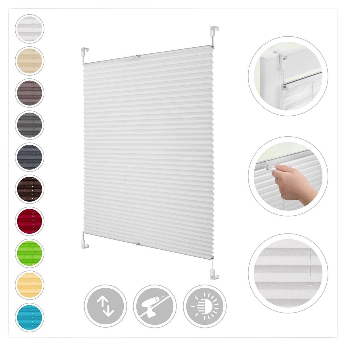 LICHTBLICK Spannplissee weiß B/L: ca. 80x210 cm