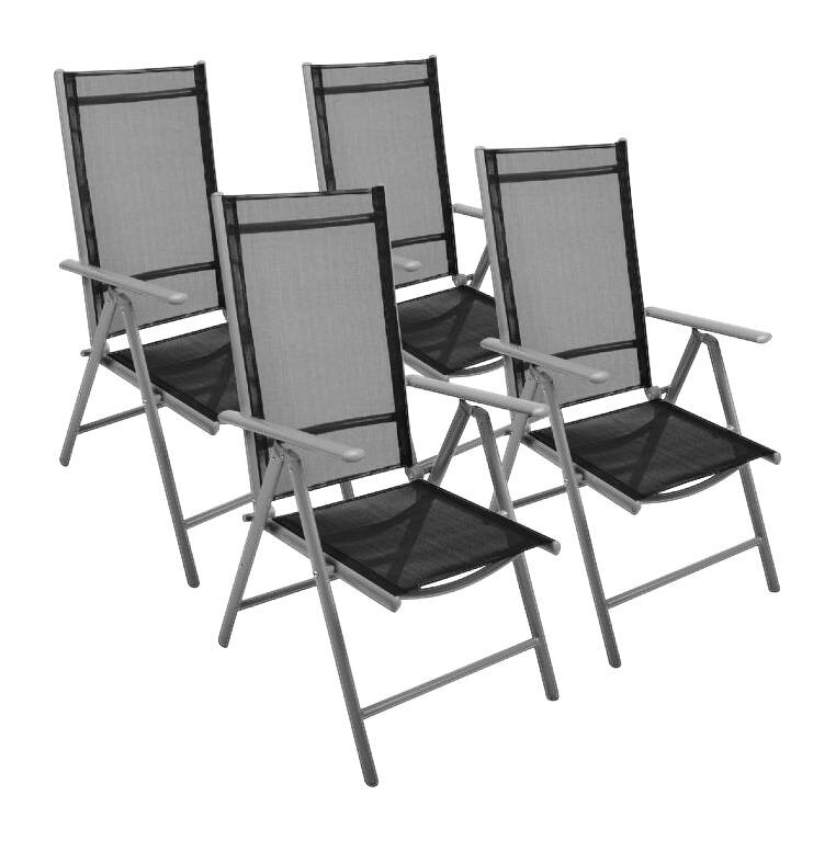 VCM Klappsessel 4er Set schwarz Aluminium B/H/T: ca. 56x105x65 cm
