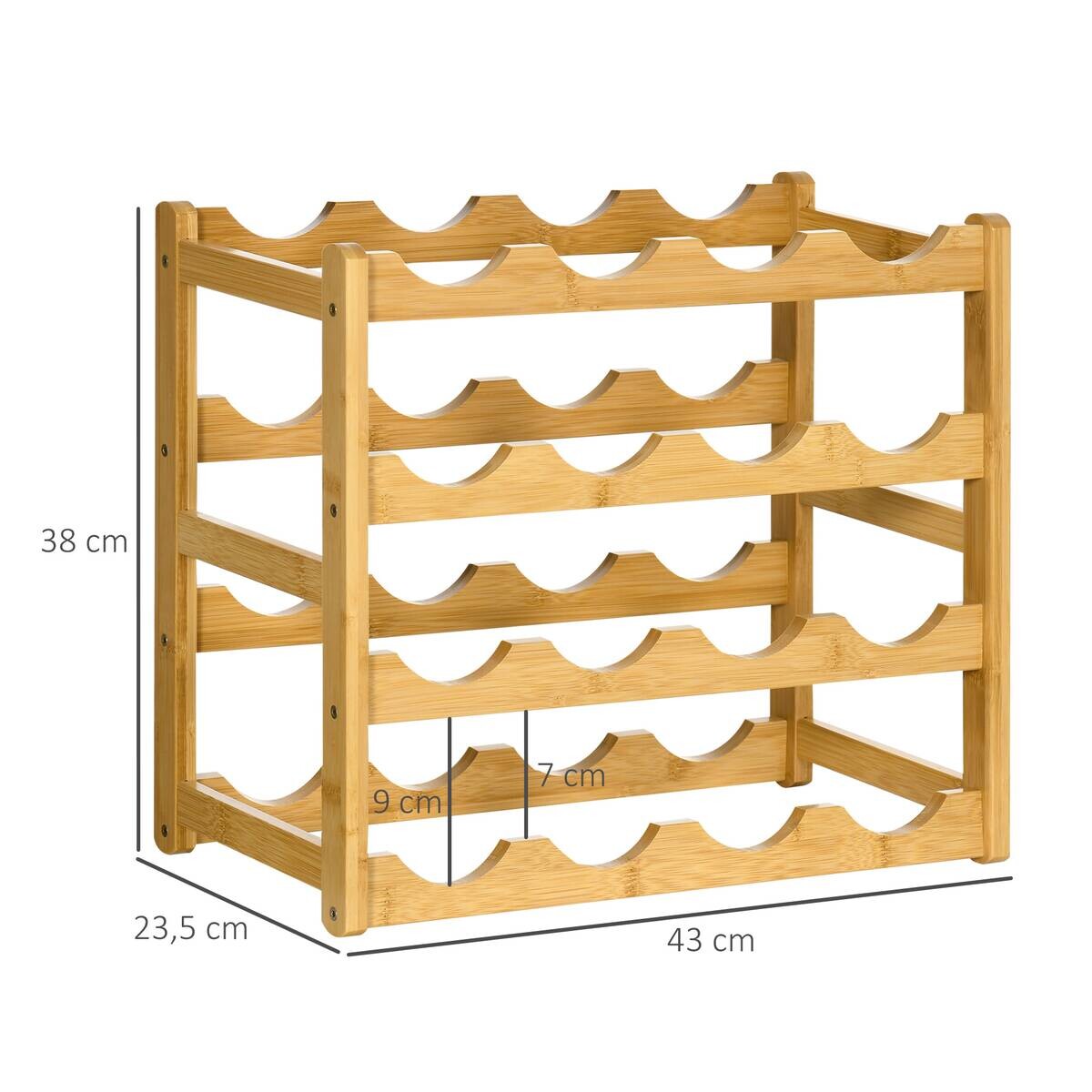 HOMCOM Weinregal natur Bambus B/H/L: ca. 23,5x43x38 cm