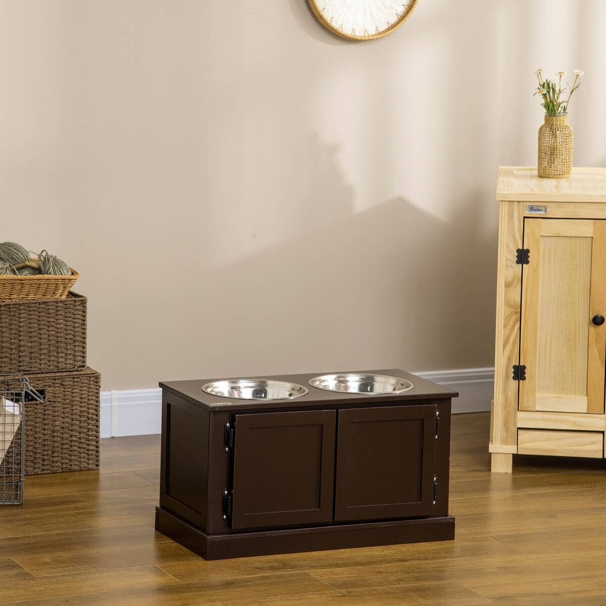 PawHut Hundenapf kaffee MDF B/H/L: ca. 30x34x60 cm