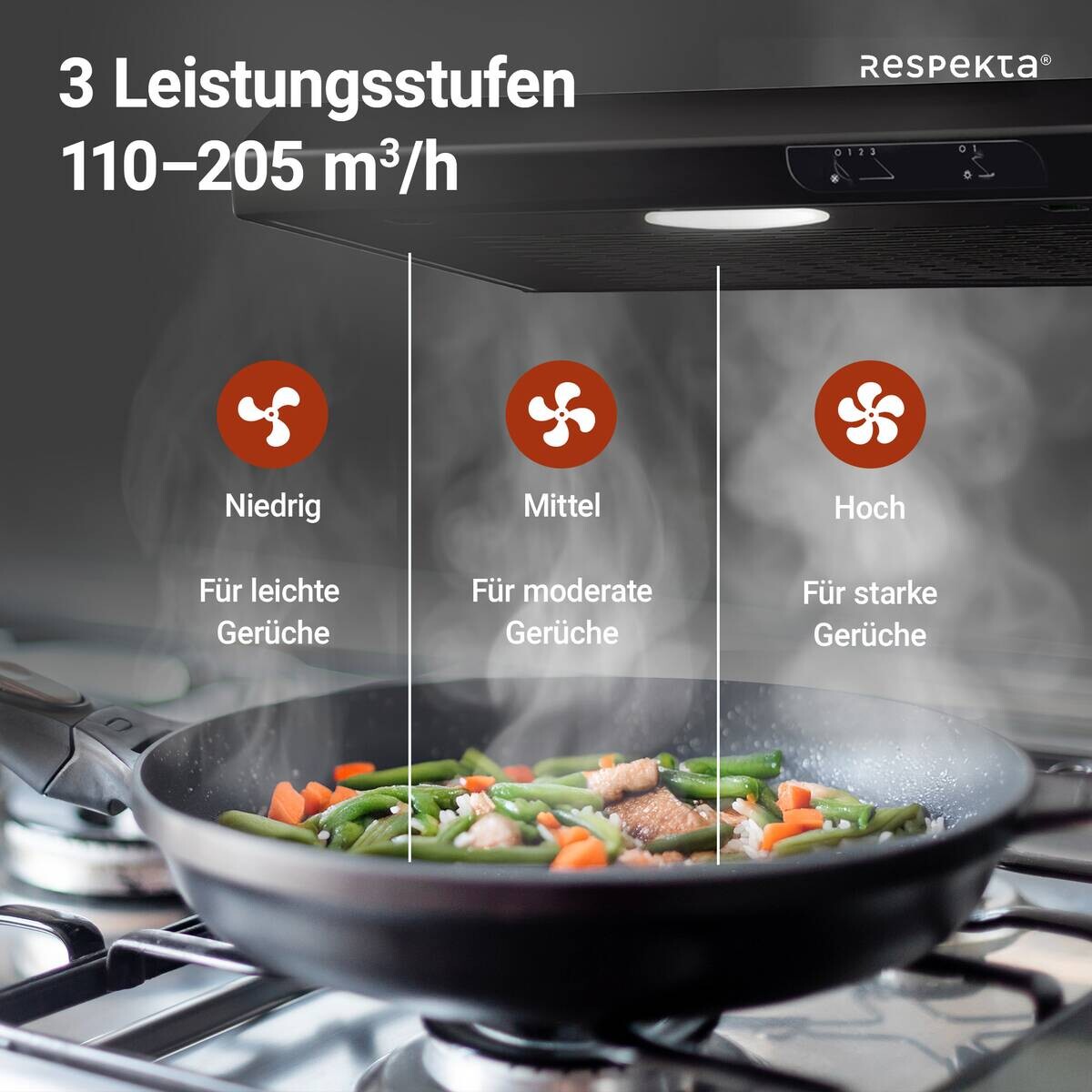 Respekta Dunstabzugshaube DH630SL schwarz Edelstahl B/H/T: ca. 60x7,8x47 cm