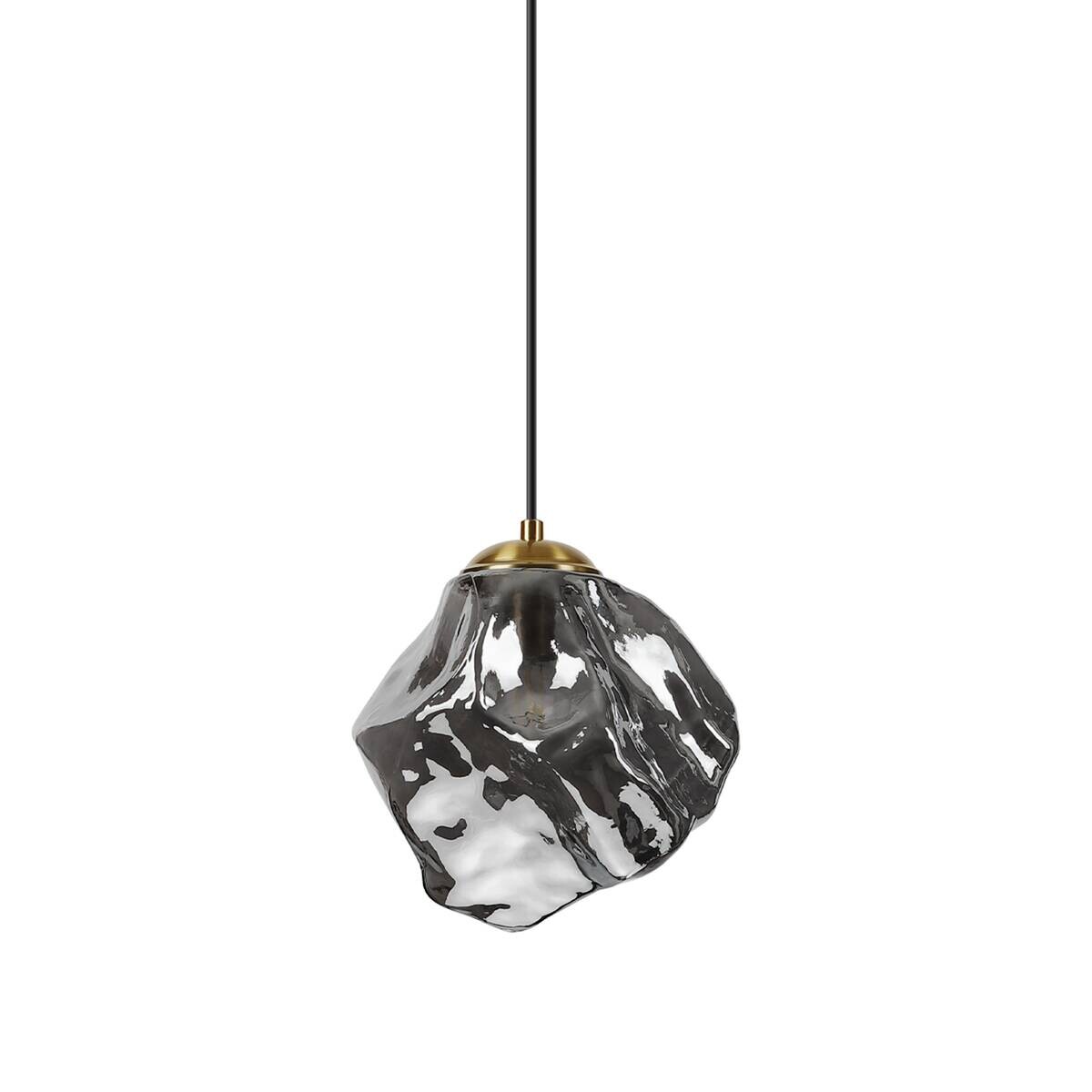 Lamkur Pendelleuchte Rauch Stahl Glas B/H/L: ca. 22x120x22 cm E14 1 Brennstellen