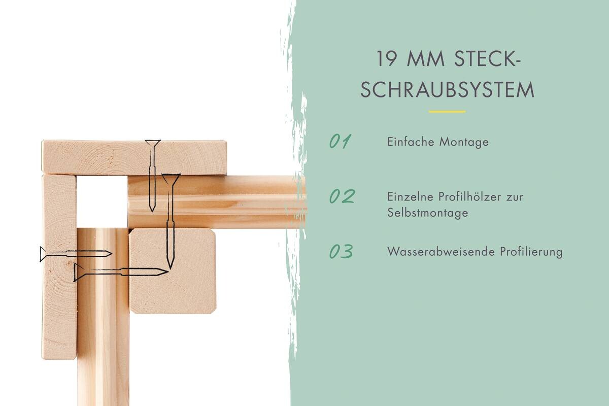 Karibu Gartenhaus Joschka 3 natur B/H/L: ca. 186x167x246 cm