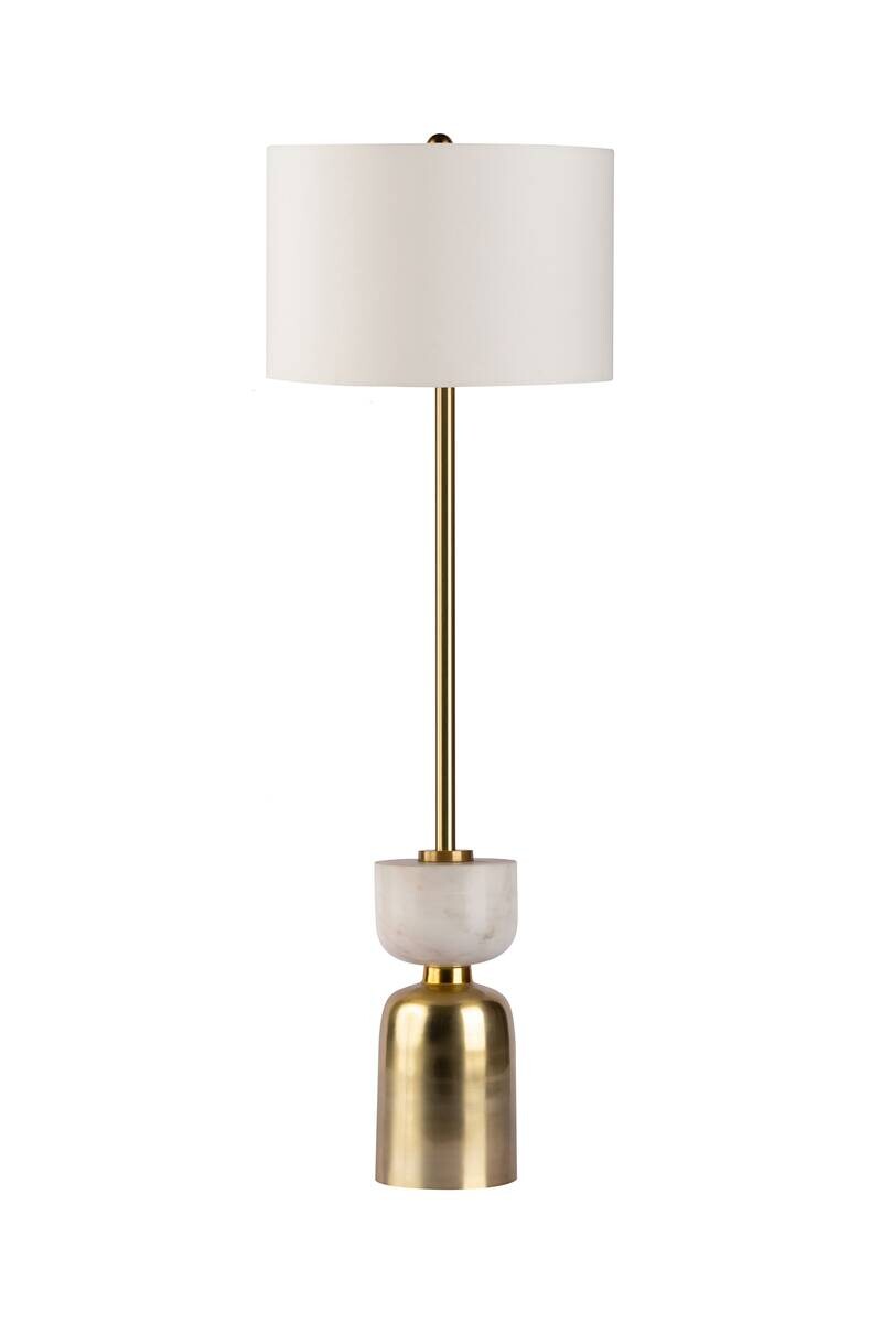 Kayoom Stehlampe weiß gold Baumwolle Eisen Marmor B/H/L: ca. 30,5x127x30,5 cm E27 1 Brennstellen