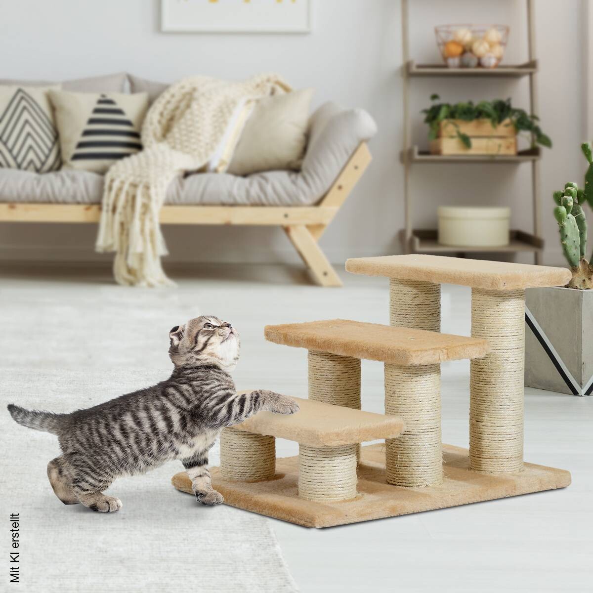 PawHut Katzentreppe beige Spanplatte B/H/L: ca. 35x34x45 cm