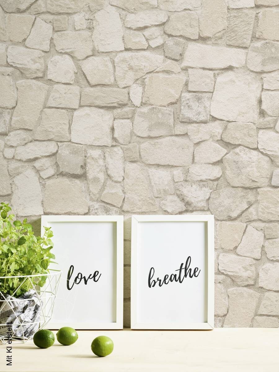 Papiertapete Steinoptik braun beige B/L: ca. 53x1005 cm