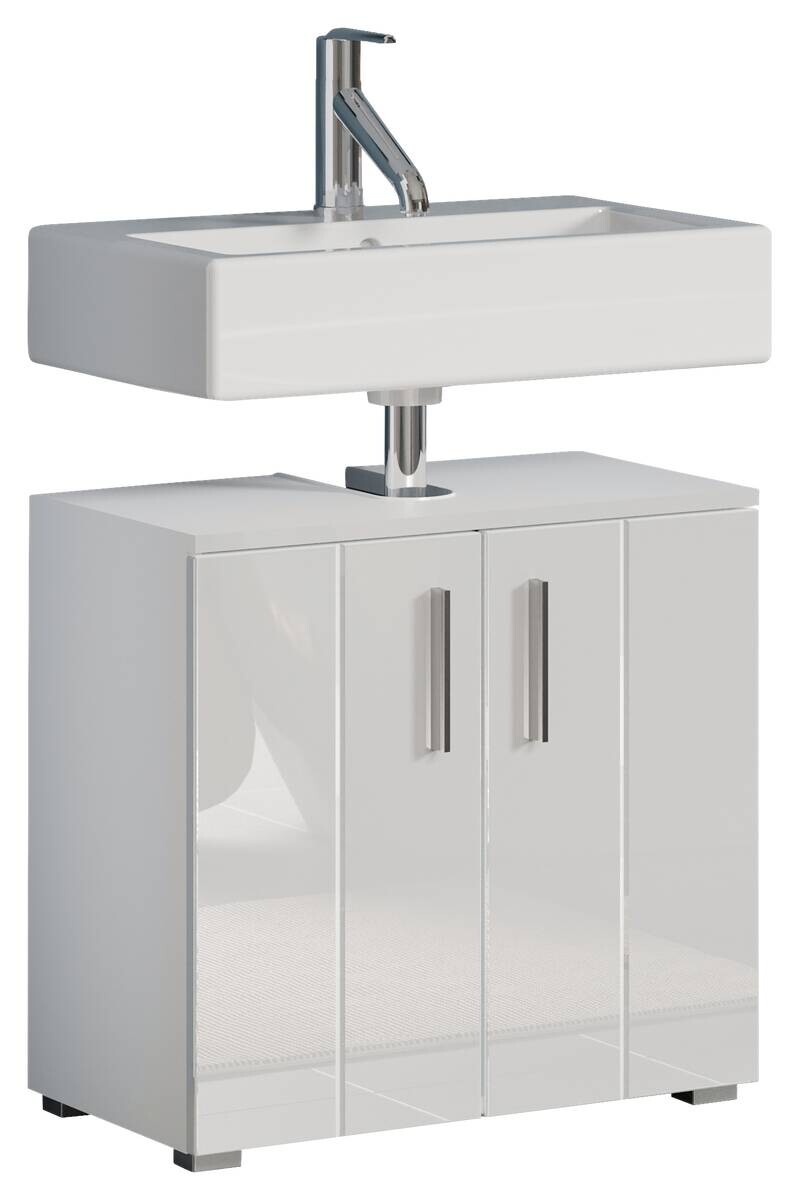 Waschbeckenunterschrank Wons weiß Hochglanz weiß matt B/H/T: ca. 60x58x34 cm