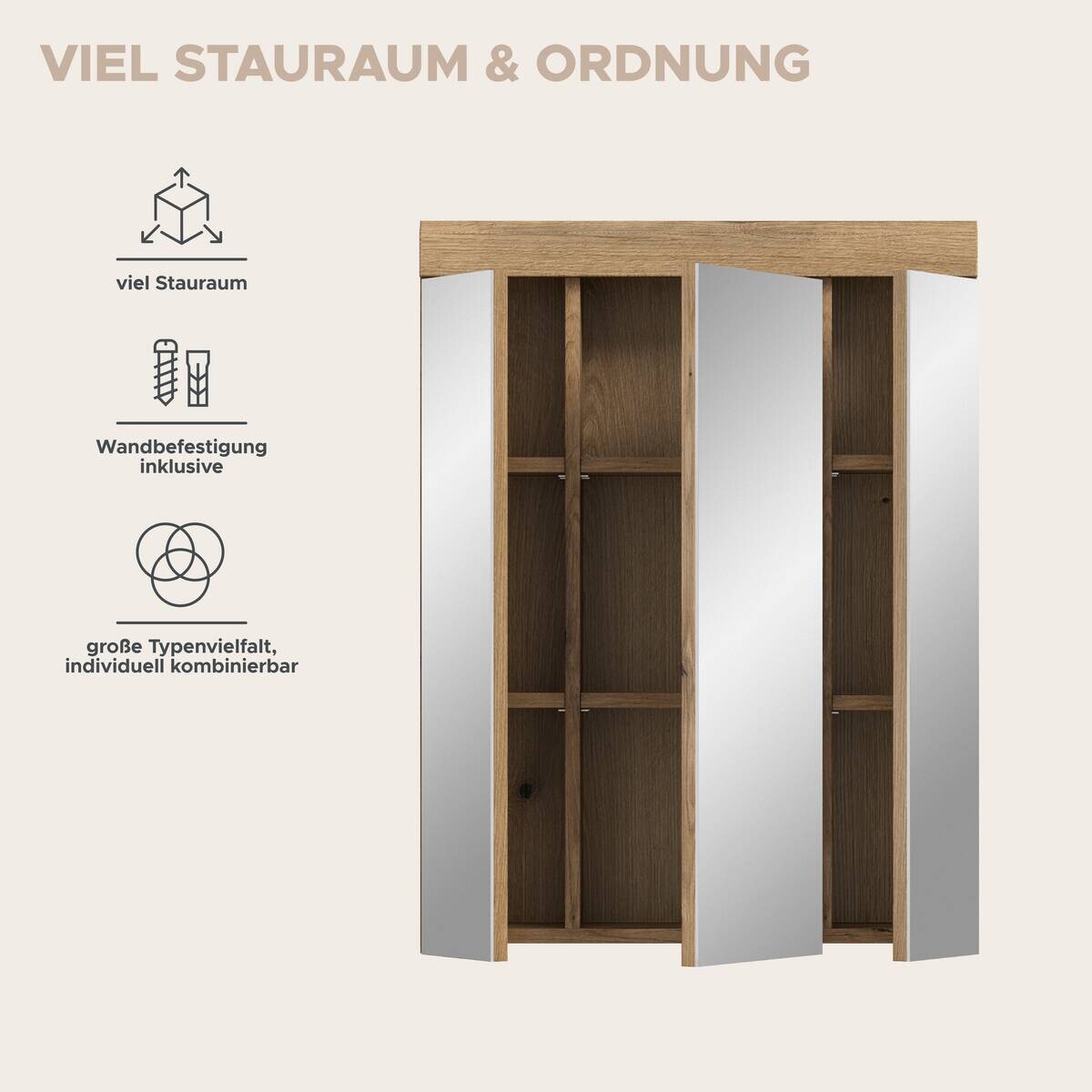 Spiegelschrank Scout Evoke Oak Nachbildung Spiegel B/H/T: ca. 60x79x18 cm