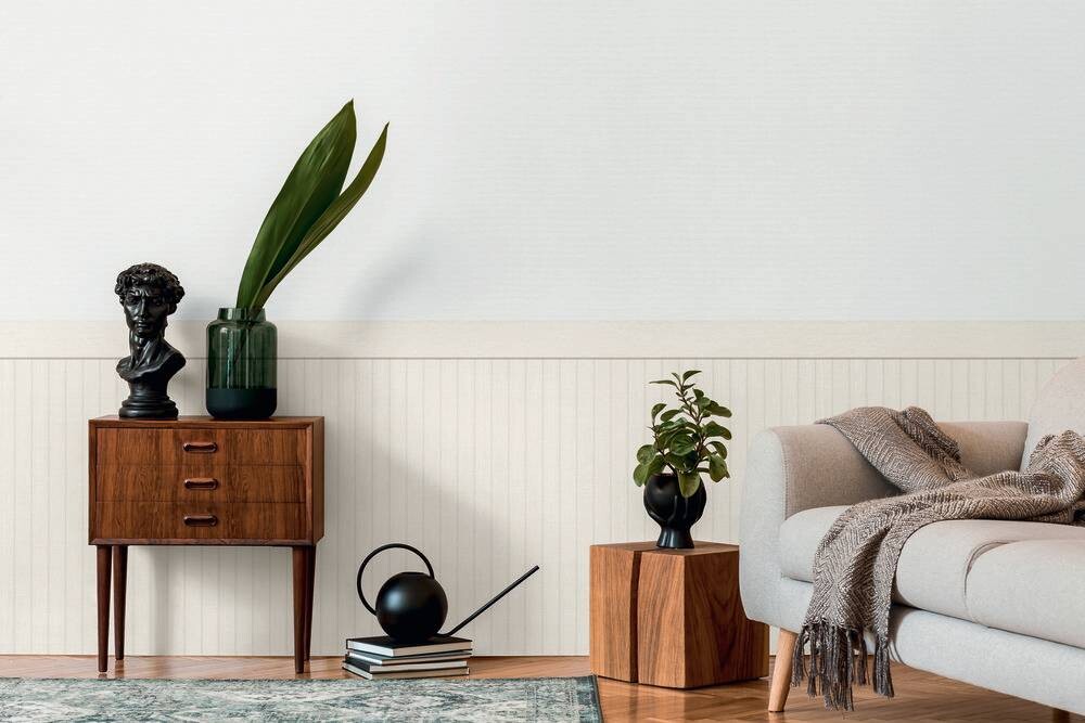 Vliestapete Holzoptik weiß B/L: ca. 106x500 cm