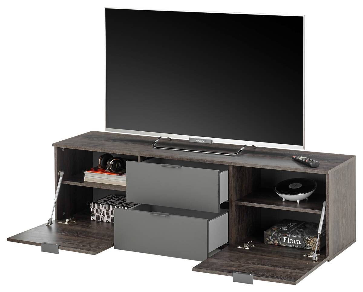 TV-Lowboard Cremona Rima Oak Nachbildung dunkelgrau B/H/T: ca. 150x43x38 cm
