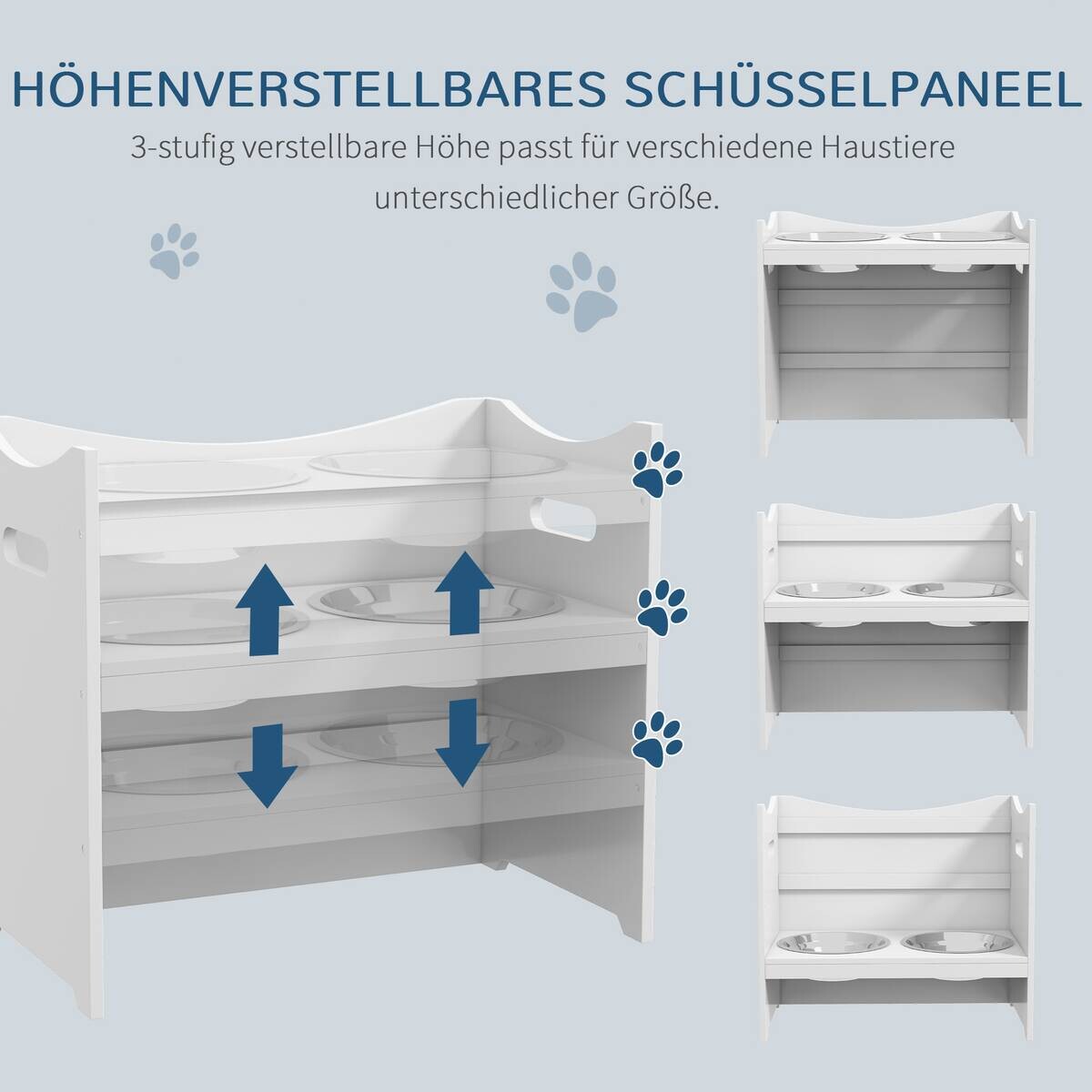 PawHut Futterstation weiß Edelstahl B/H/L: ca. 31,5x47x54 cm