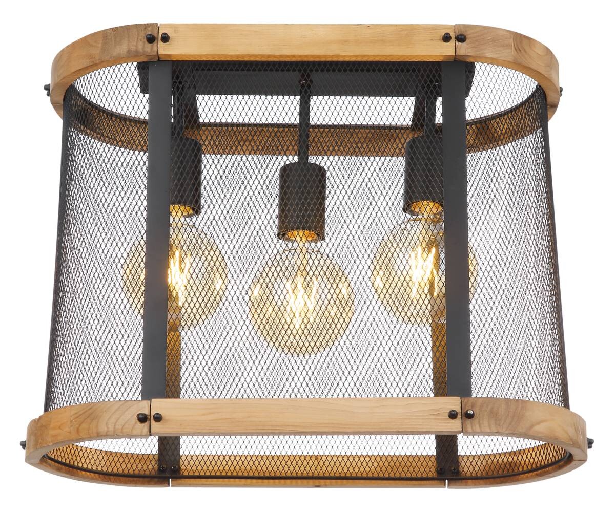 GLOBO Deckenleuchte 15661D Jeanie schwarz dunkelbraun Metall Holz B/H/T: ca. 45x38x20 cm E27 3 Brennstellen