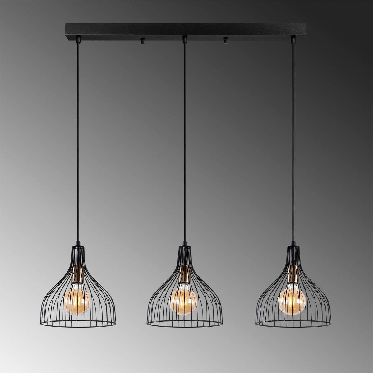 Opviq Pendelleuchte Cafu bronze schwarz Metall B/H/T/L/D: ca. 25x121x25x94x25 cm E27 3 Brennstellen