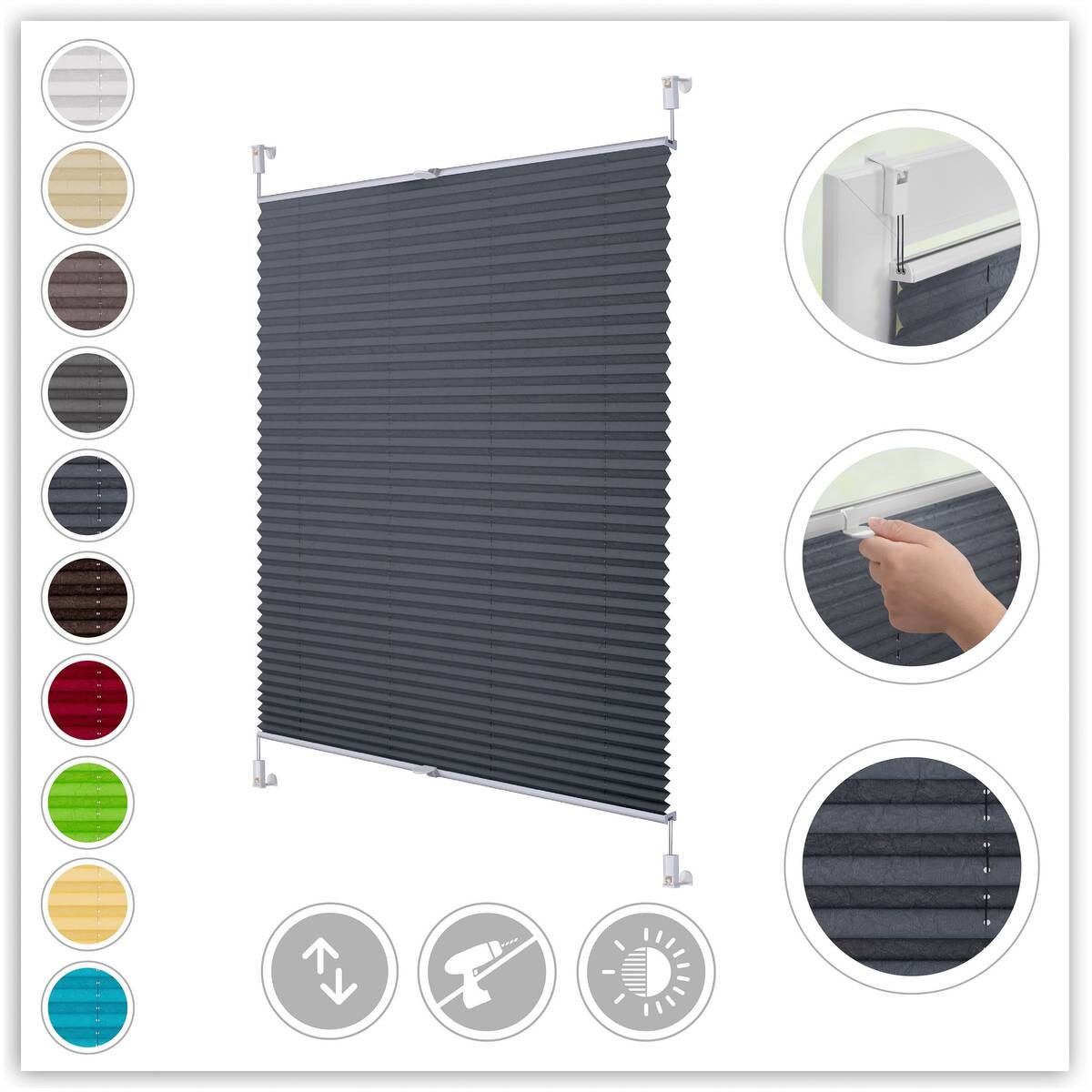 LICHTBLICK Spannplissee grau B/L: ca. 55x130 cm