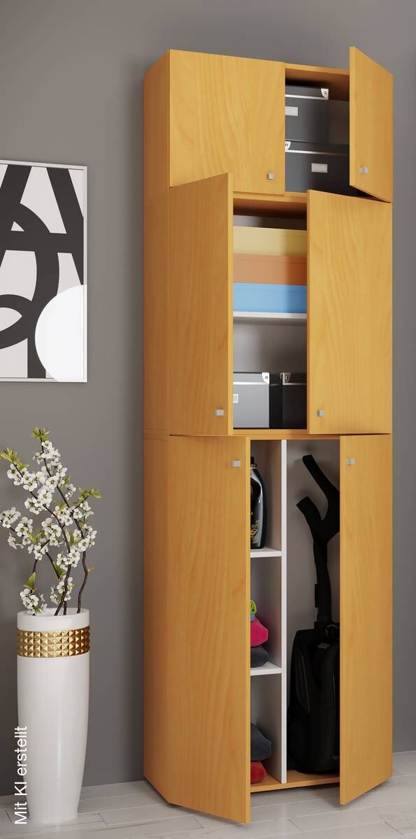 Putzschrank Lona buche Nachbildung weiß B/H/T: ca. 70x223x39 cm