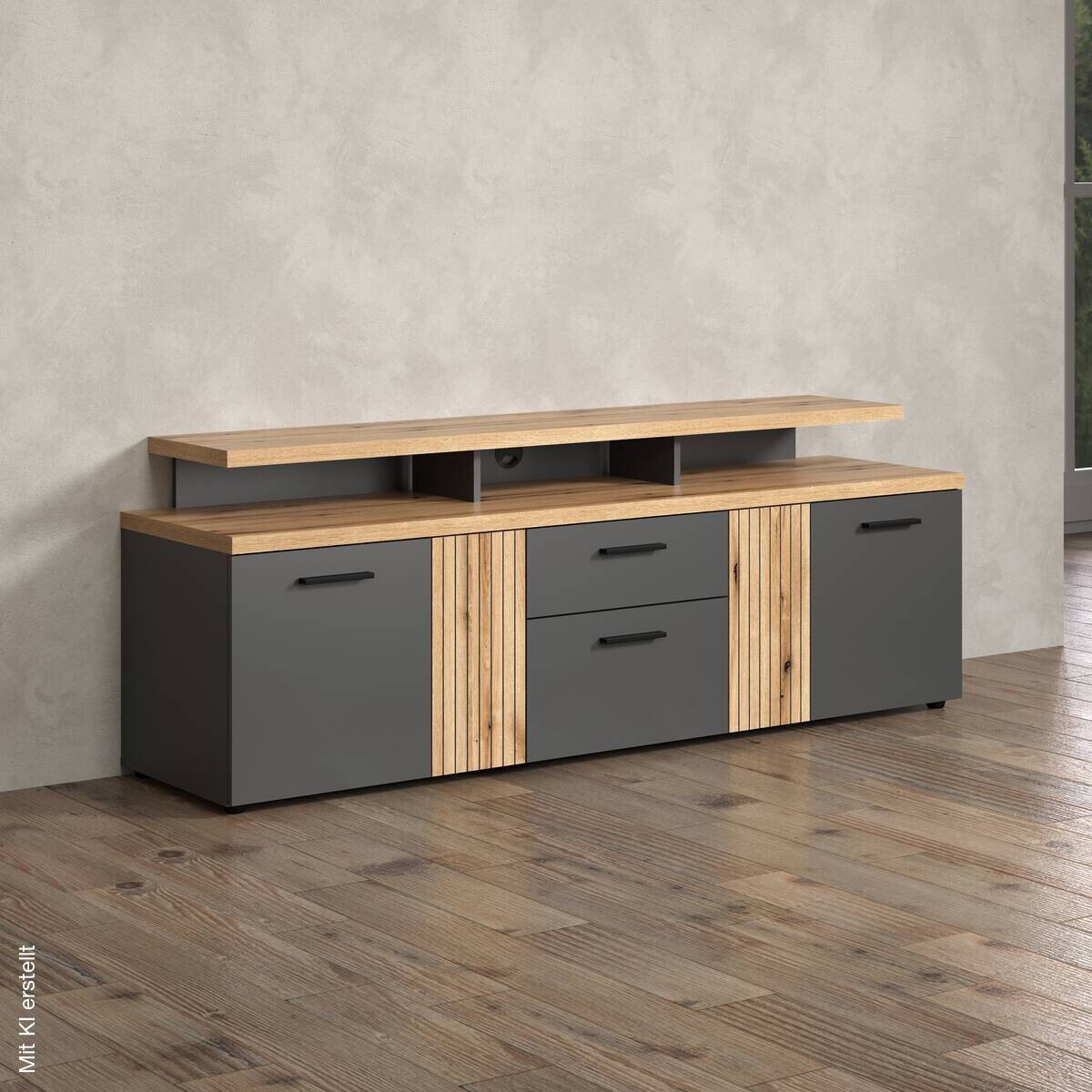 TV-Lowboard Esteban Eiche Evoke Oak Nachbildung anthrazit B/H/T: ca. 180x66x47 cm