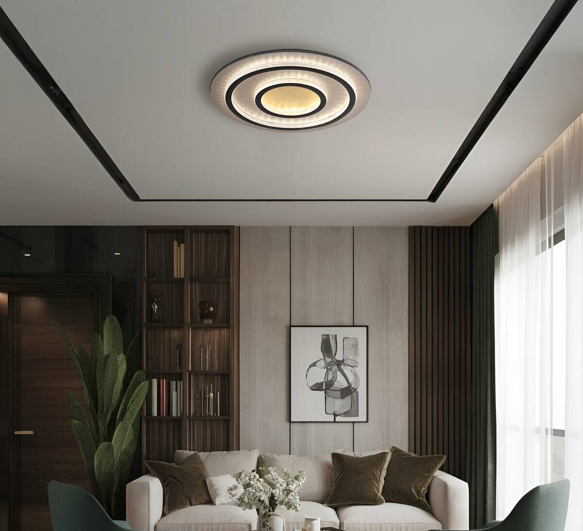 GLOBO LED-Deckenleuchte gold klar mattschwarz Kunststoff Metall H/D: ca. 6x55 cm 1 Brennstellen