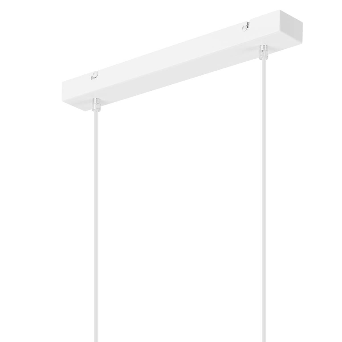 Lamkur Pendelleuchte weiß Stahl Holz B/H/L: ca. 13x82x48 cm E27 2 Brennstellen