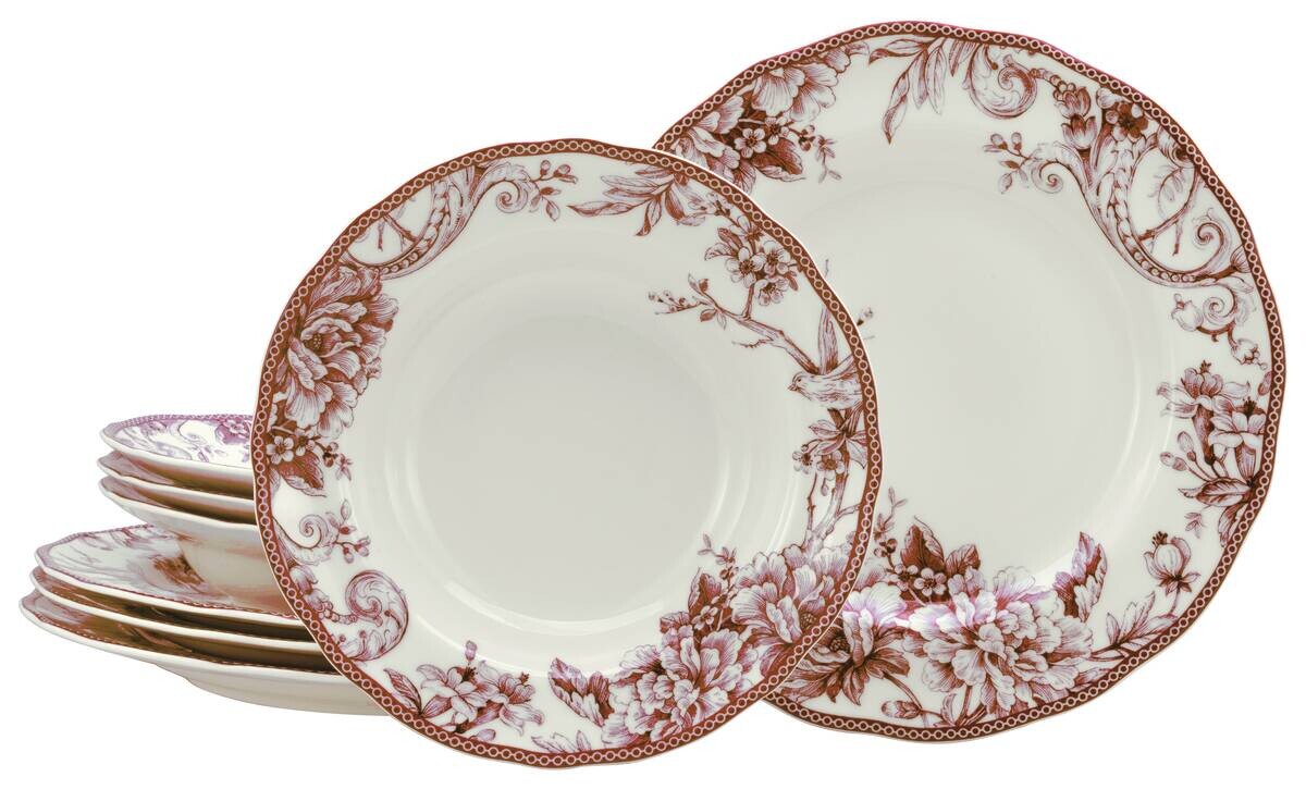 CreaTable Tafelservice Adelaide Rot rot Porzellan 8 tlg.