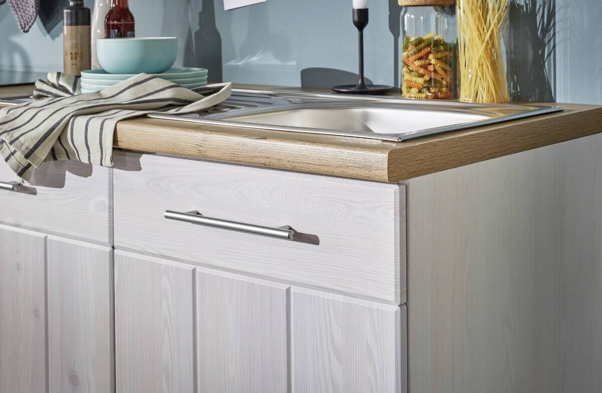 Respekta Winkelküche BERPL280LHWC weiß Lärche Nachbildung B/H/T: ca. 280x211x172 cm