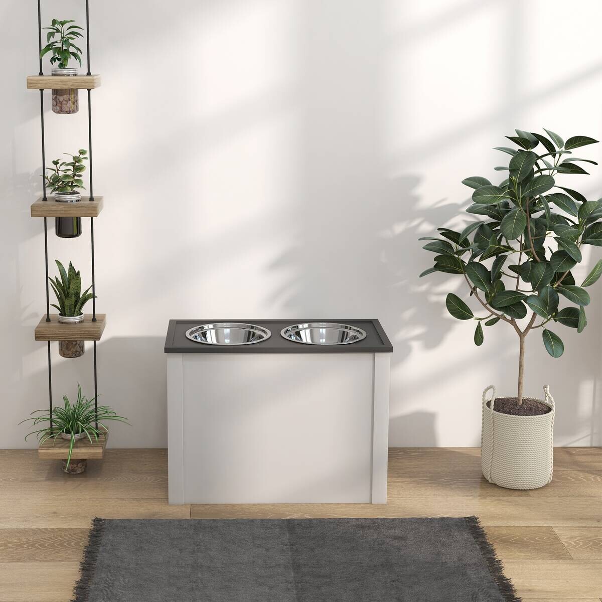 PawHut Futterstation weiß MDF B/H/L: ca. 30x42x60 cm