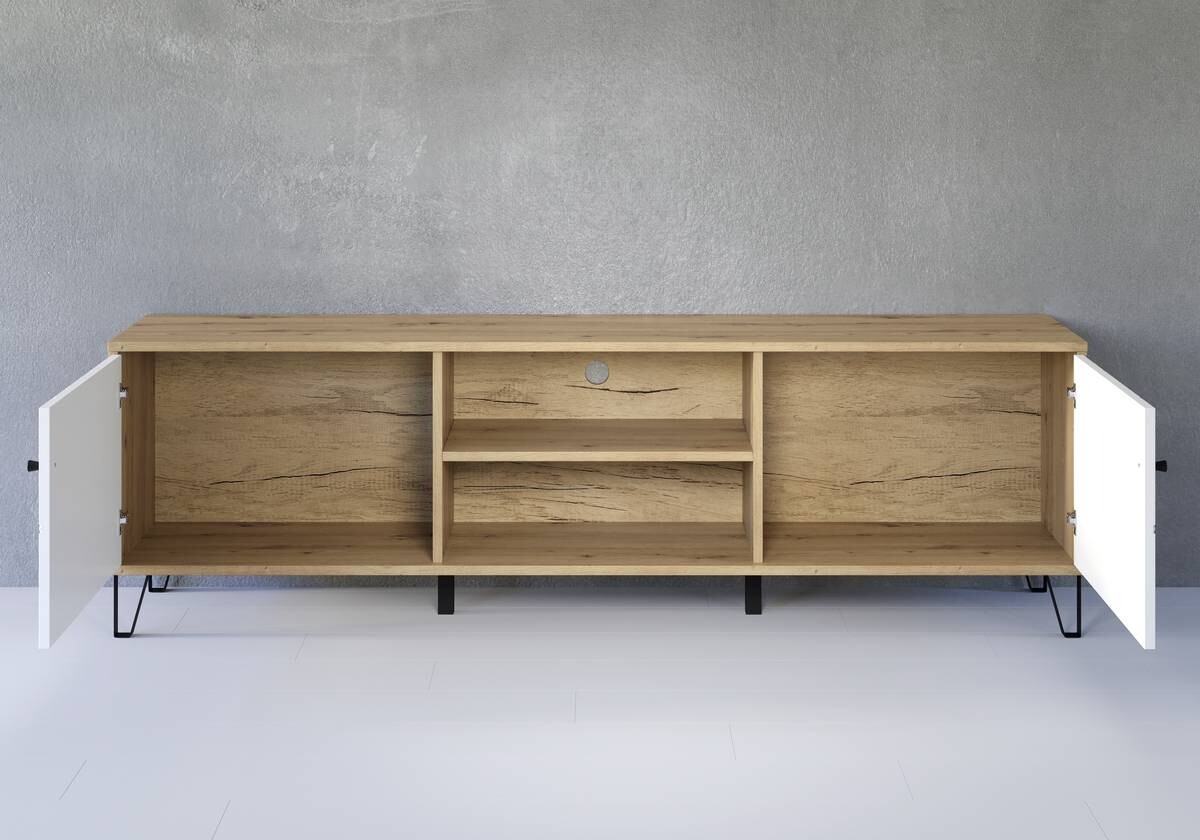 TV-Lowboard Touch Eiche Artisan Nachbildung weiß matt B/H/T: ca. 183x55x40 cm