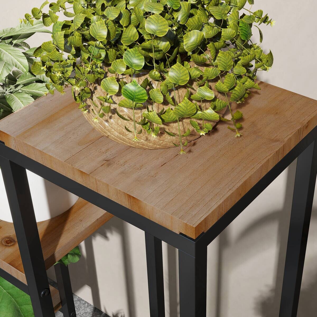 Outsunny Blumenregal hellbraun Holz B/H/L: ca. 20x74x80 cm