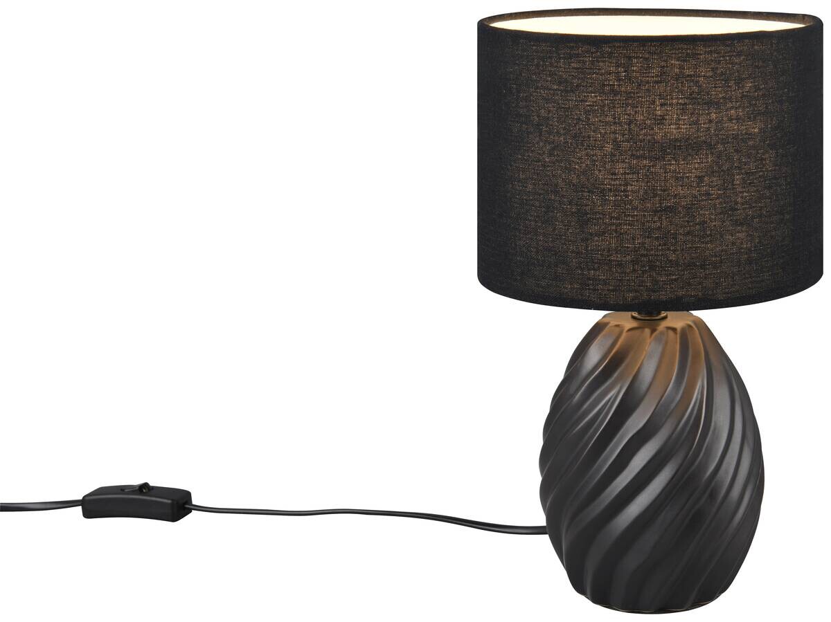 Reality Tischleuchte Melva schwarz Keramik Stoff H/D: ca. 31x18 cm E14 1 Brennstellen