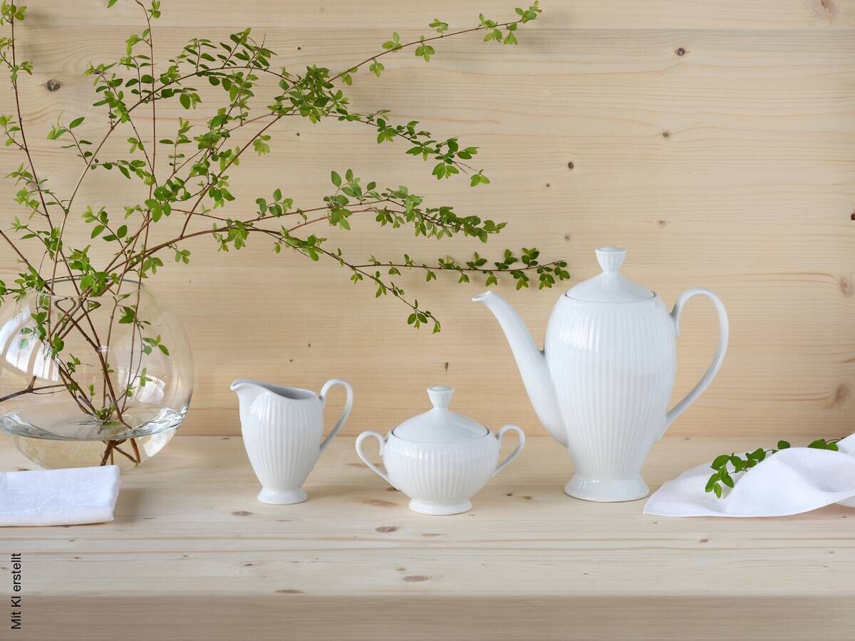 CreaTable Kaffeegarnitur Valencia weiß Porzellan