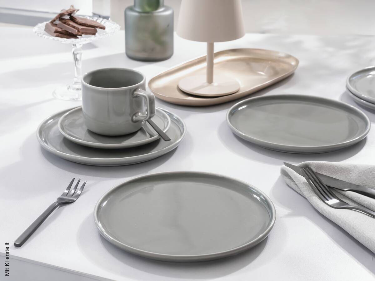 CreaTable Kaffeeservice Chef Collection grau Porzellan 18 tlg.