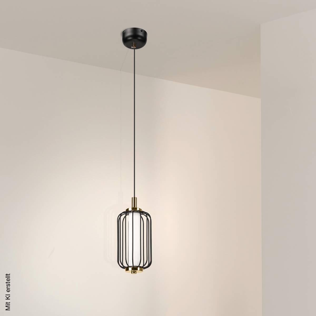 Lamkur Pendelleuchte schwarz Stahl B/H/L: ca. 12x120x12 cm GU10 1 Brennstellen