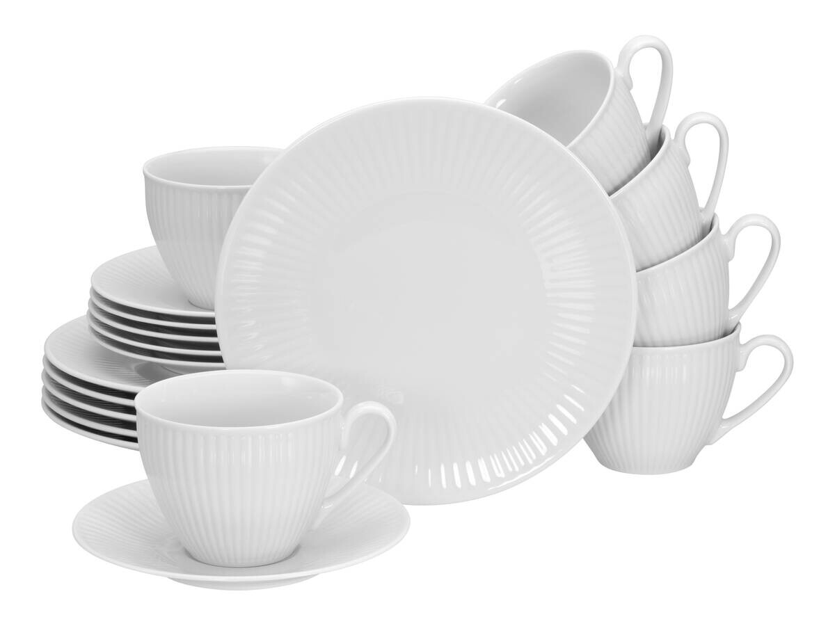 CreaTable Kaffeeservice Valencia weiß Porzellan 18 tlg.