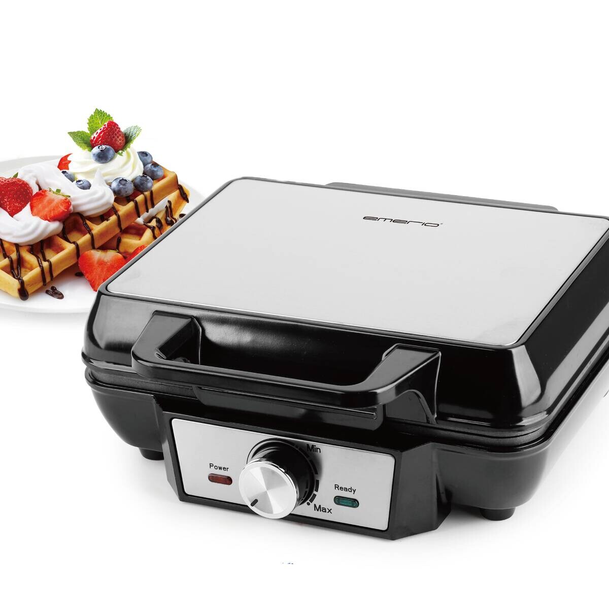 Emerio Waffelautomat WM-126774 schwarz Edelstahl B/H/L: ca. 23,8x9,6x23,7 cm