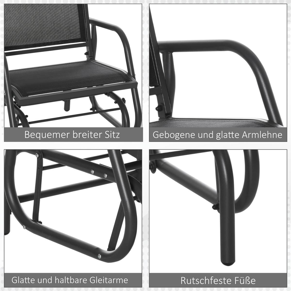 Outsunny Gartenstuhl grau Metall B/H/T: ca. 75x85x66 cm